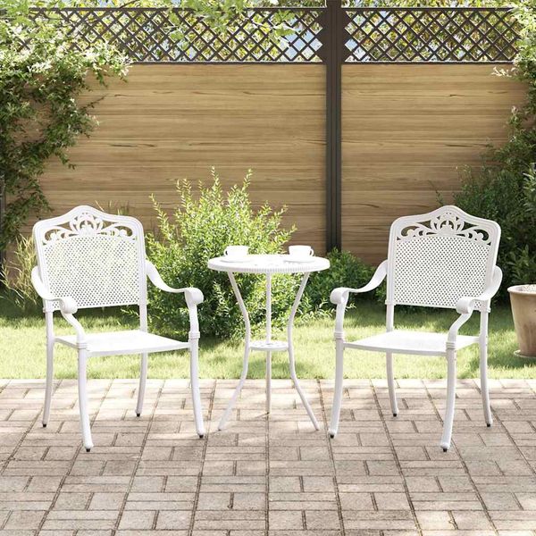vidaXL Záhradná stolička 2 pcs Biela 55 x 55 x 92,5cm Hliník