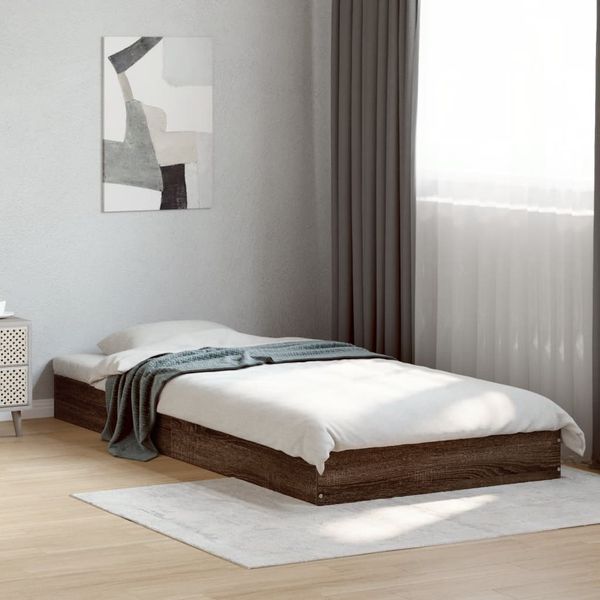 vidaXL Posteľný rám bez matraca hnedý dub 90x200 cm kompozitné drevo