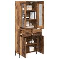 vidaXL Highboard Staré drevo 69,5 x 34 x 180 cm Kompozitné drevo