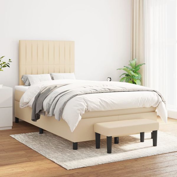 vidaXL Boxspring posteľ s matracom krémový 120x200 cm látka