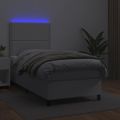 vidaXL Boxspring posteľ s matracom a LED biela 90x190 cm umelá koža