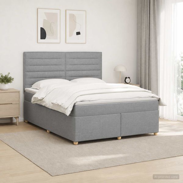 vidaXL Posteľ boxspring s matracom Svetlosivá 140 x 190 cm Látka