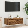 vidaXL TV skrinka s LED svetlami staré drevo 75x35,5x25 cm