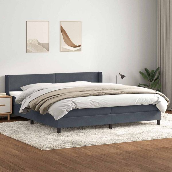 vidaXL Box Spring Posteľ s matracom Tmavosivá 180x220 cm Zamat
