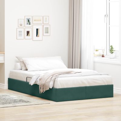 vidaXL Otomanový posteľný rám Tmavozelená 120 x 200 cm Zamat