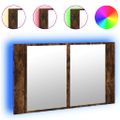 vidaXL LED kúpeľňová zrkadlová skrinka dymový dub 80x12x45 cm akryl