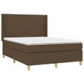 vidaXL Posteľ boxsping s matracom a LED tmavohnedá 140x190 cm látka