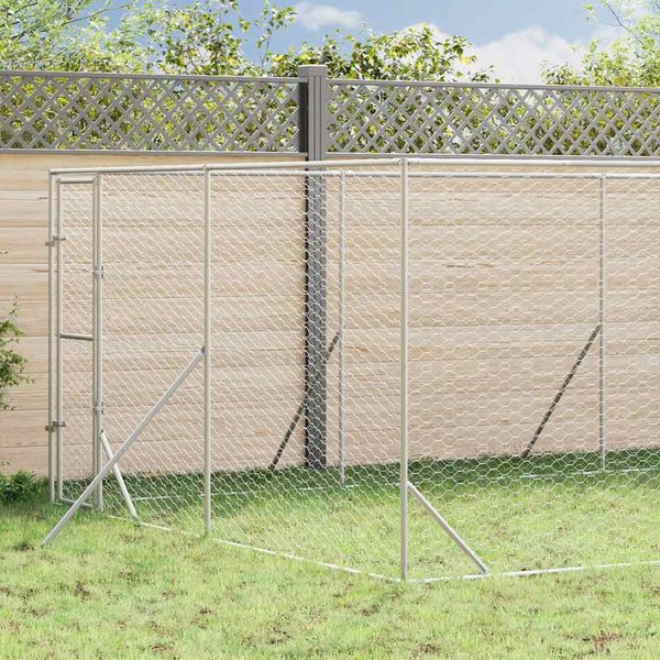 vidaXL Vonkajší koterec pre psov strieborný 4x16x2 m pozinkovaná oceľ