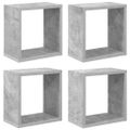 vidaXL Nástenné police 4 ks betónovo-sivé 26x15x26 cm