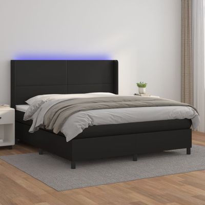 vidaXL Boxspring posteľ s matracom a LED čierna 160x200 cm umelá koža