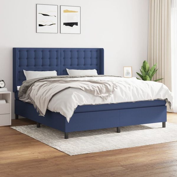 vidaXL Posteľný rám boxspring s matracom modrý 180x200 cm látka