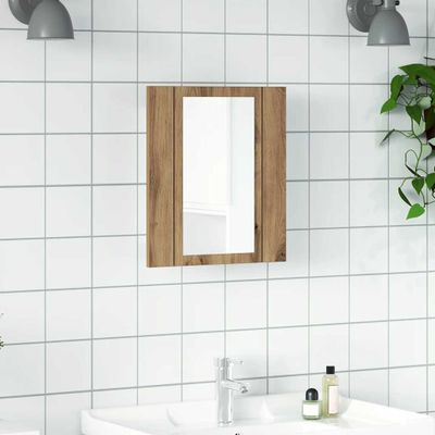 vidaXL LED zrkadlová skrinka dub artisan 40x12x45 cm kompozitné drevo