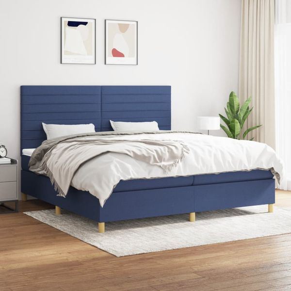 vidaXL Boxspring posteľ s matracom modrá 200x200 cm látka