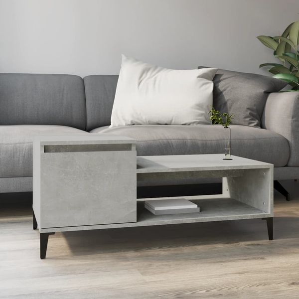 vidaXL Konferenčný stolík betónový sivý 100x50x45 cm spracované drevo