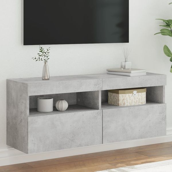 vidaXL TV nástenná skrinka s LED svetlami betónovo sivá 100x30x40 cm
