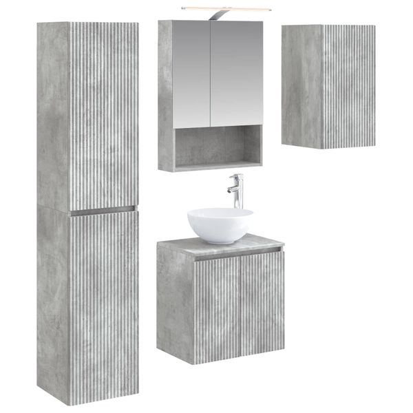 vidaXL Set kabinetov do kúpeľne 5 pcs Betónovo sivá 50 x 14,5 x 70 cm