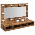 vidaXL Zrkadlová skrinka s LED Old Wood 90x31,5x62 cm