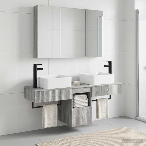 vidaXL Set kabinetov do kúpeľne 4 pcs Sivý Sonoma 103,5 x 15,5 x 70 cm