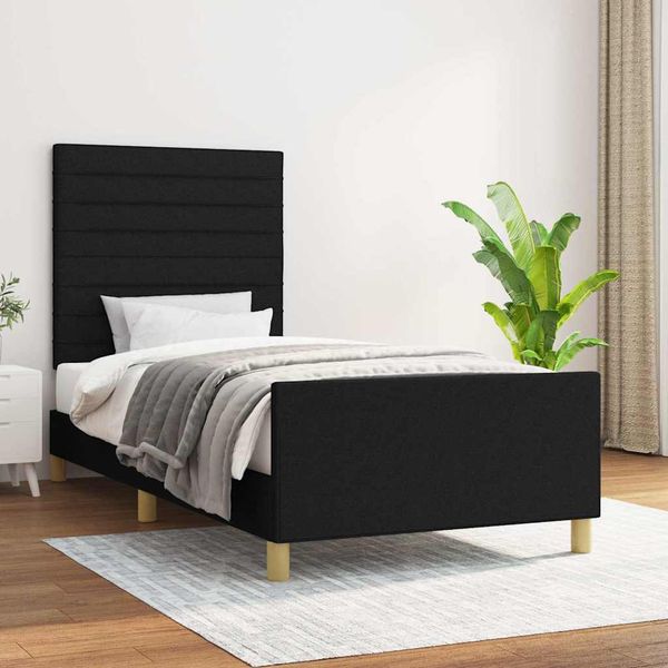 vidaXL Rám postele bez matraca Čierna 90x200 cm Látka