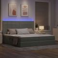 vidaXL LED úložná posteľ s matracom Svetlosivá 200 x 200 cm Zamat