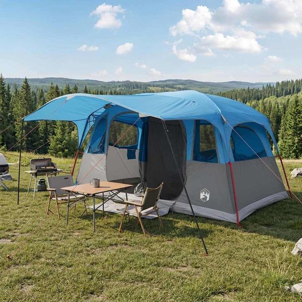 vidaXL Tunelový stan Modrá 427 x 305 x 205 cm Polyester a oceľ