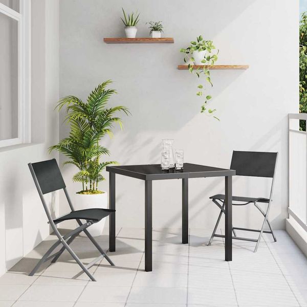 vidaXL Záhradný jedálenský set 3 pcs Čierna