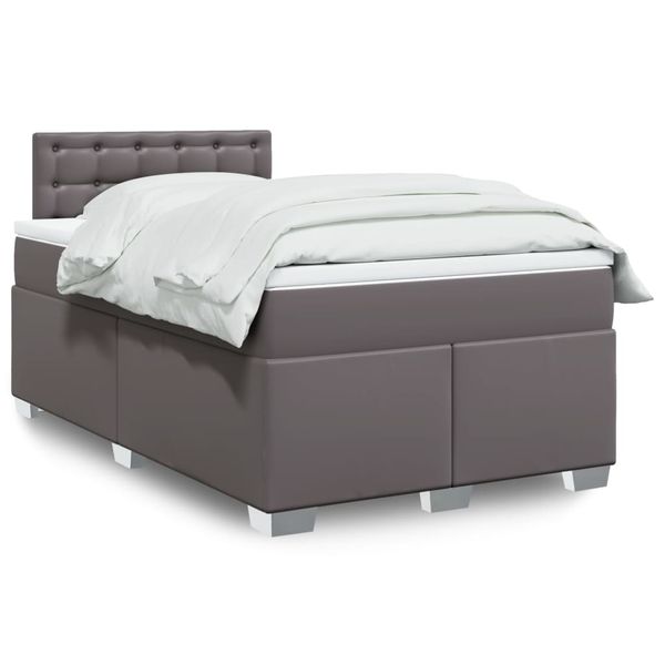 vidaXL Boxspring posteľ s matracom sivá 120x200 cm umelá koža