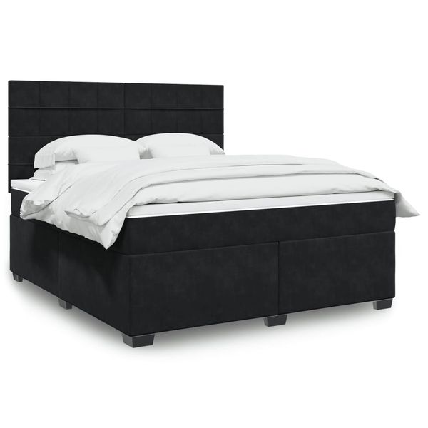 vidaXL Posteľný rám boxspring s matracom čierny 180x200 cm zamat