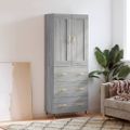 vidaXL Vysoká skrinka sivý dub sonoma 69,5x34x180 cm spracované drevo