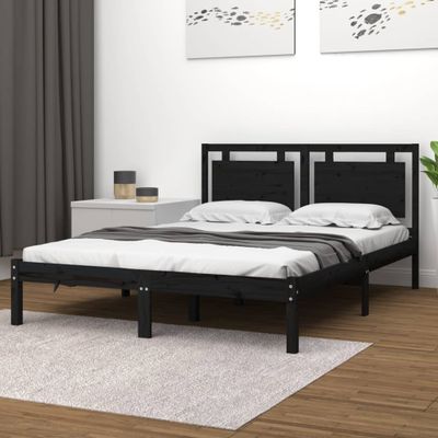 vidaXL Posteľný rám čierny drevený masív 120x190 cm malé dvojlôžko