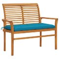 vidaXL Záhradná lavička, svetlomodrá podložka 112 cm, tíkový masív