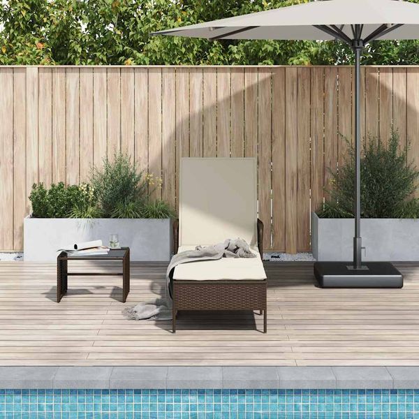 vidaXL Lehátko Hnedá a krémovo biela 55 x 200 x 92 cm polyratan