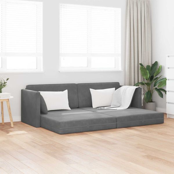 vidaXL Podlahová pohovka na spanie Tmavo šedá 213 x 70 x 77 cm Zamat