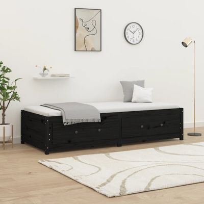 vidaXL Denná posteľ čierna 90x190 cm jednolôžko masívna borovica