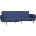 vidaXL 2-miestna rozkladacia pohovka s podnožkou modrá látková