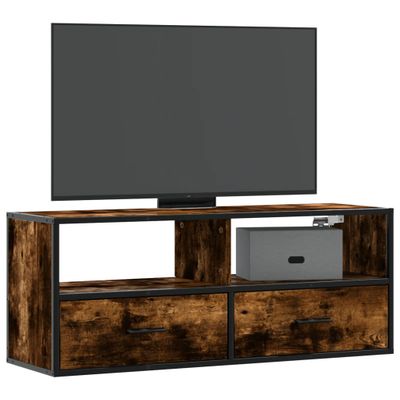 vidaXL TV skrinka dymový dub 100x31x39,5 cm kompozitné drevo a kov