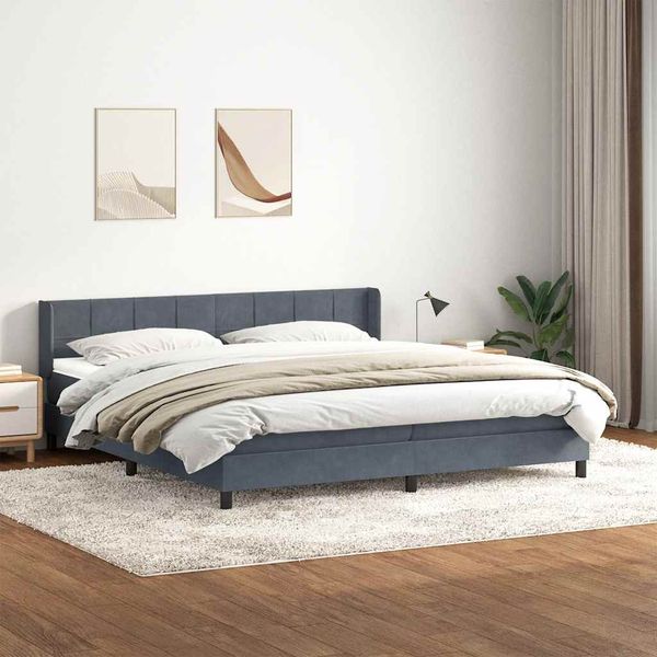 vidaXL Box Spring Posteľ s matracom Tmavosivá 200x220 cm Zamat