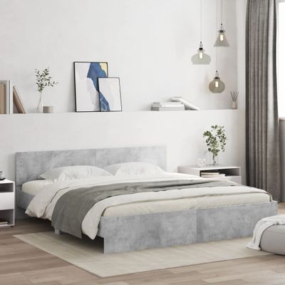 vidaXL Posteľný rám s čelom a LED betónovo sivý 180x200 cm