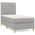 vidaXL Posteľný rám boxsping s matracom bledosivý 90x190 cm látka