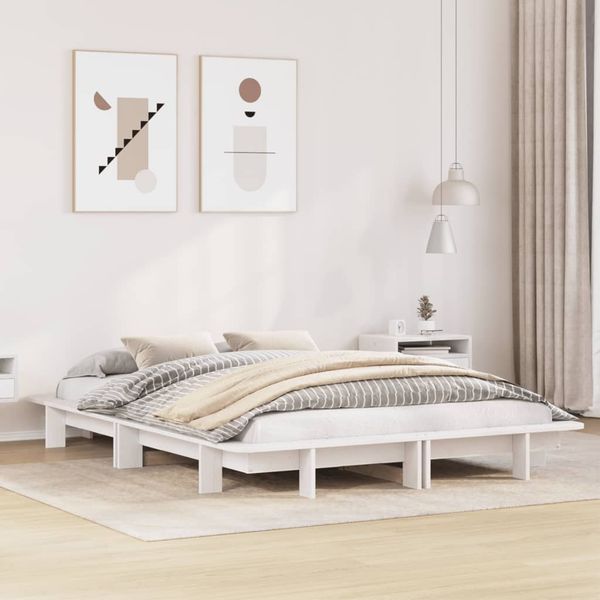 vidaXL Posteľ bez matraca biela 120x190 cm masívna borovica