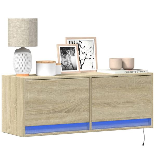 vidaXL TV nástenná skrinka s LED svetlami dub sonoma 100x31x38 cm