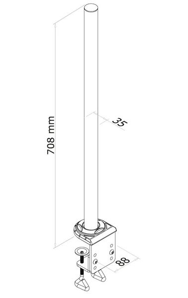 Neomounts FPMA-D935POLE / Clamp and pole (70 cm) FPMA-D935 & FPMA-D935D / Silver Tyc, prodlužovací, pro držák monitoru, výška 70cm, prumer 3,5cm, hliník, stríbrná