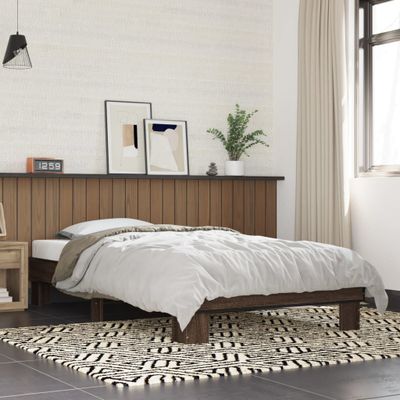 vidaXL Posteľný rám hnedý dub 75x190 cm kompozitné drevo a kov