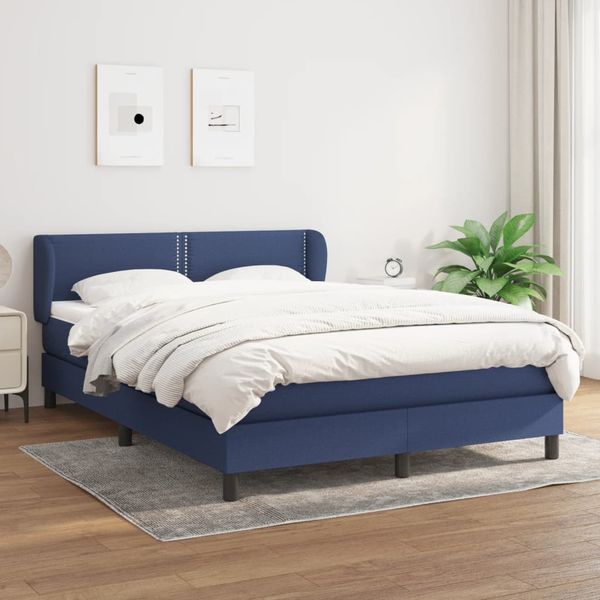 vidaXL Boxspring posteľ s matracom modrý 140x190 cm látka