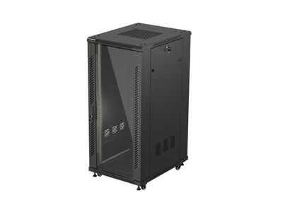 19'' voľne stojaca racková skriňa 27U/600x800 (flat pack) s presklenými dverami čierna LANBERG