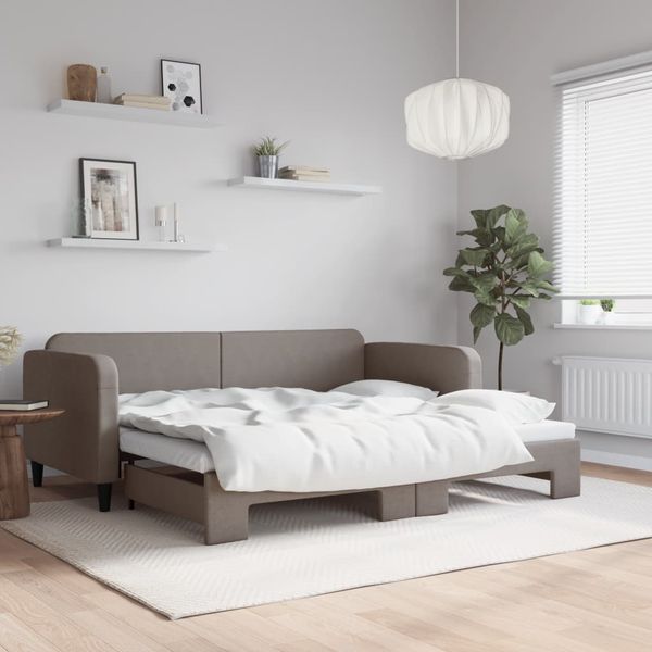 vidaXL Denná posteľ s rozkladacou posteľou sivohnedá 90x200 cm látka