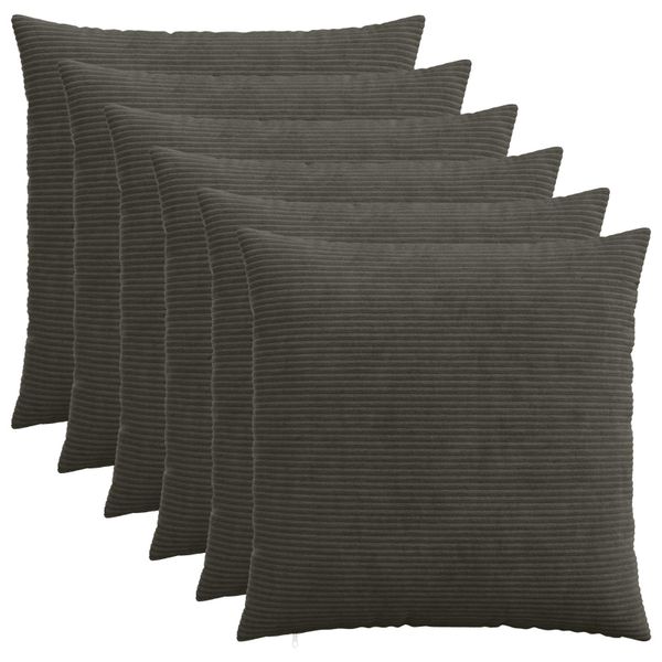 vidaXL Poťah na podložku 6 pcs HEERLEN Antracitová 60 x 60 cm manšestr