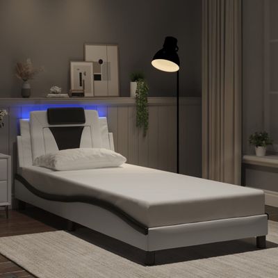 vidaXL Rám postele, Viana, s LED bez matraca, bielo čierny 80x200 cm