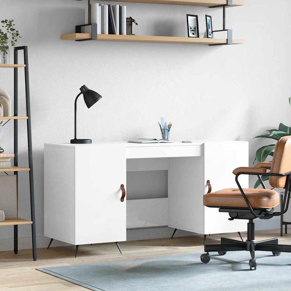 vidaXL Stôl lesklý biely 140x50x75 cm spracované drevo