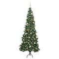 vidaXL Rohový umelý vianočný strom s 300 LED-i Zelená 210 cm PVC a kov
